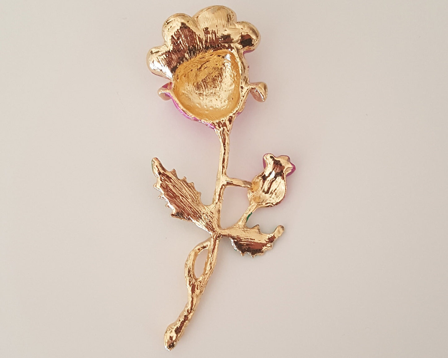 2 Pcs Rhinestone Gold Alloy Pink Rose Bling Gorgeous Luxury Sparkling Flower DIY 80mm X 35 mm