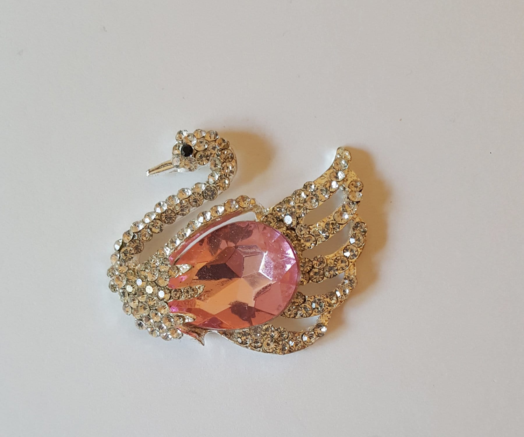 2 Pcs Rhinestone Swan Alloy Silver Bling Gorgeous Luxury Sparkling Cabochon DIY 50mm X 38mm