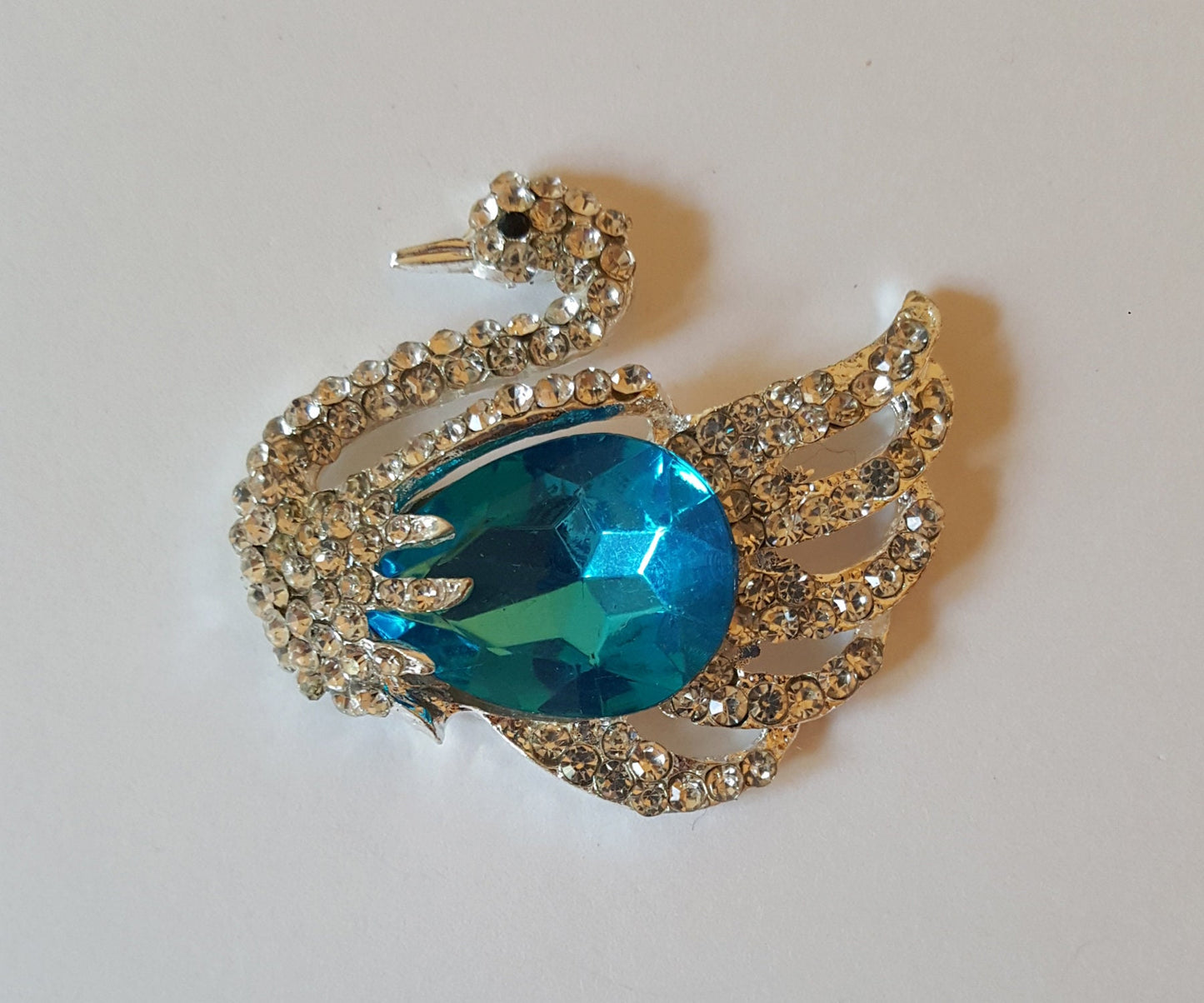 2 Pcs Rhinestone Swan Alloy Silver Bling Gorgeous Luxury Sparkling Cabochon DIY 50mm X 38mm