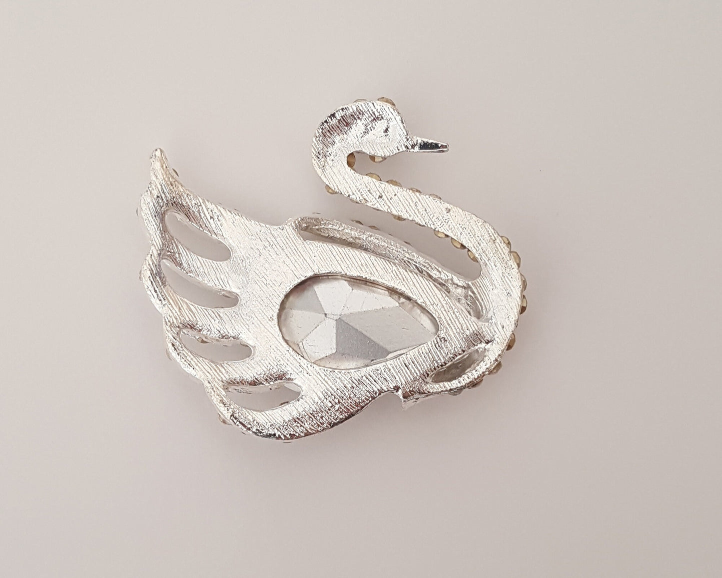 2 Pcs Rhinestone Swan Alloy Silver Bling Gorgeous Luxury Sparkling Cabochon DIY 50mm X 38mm