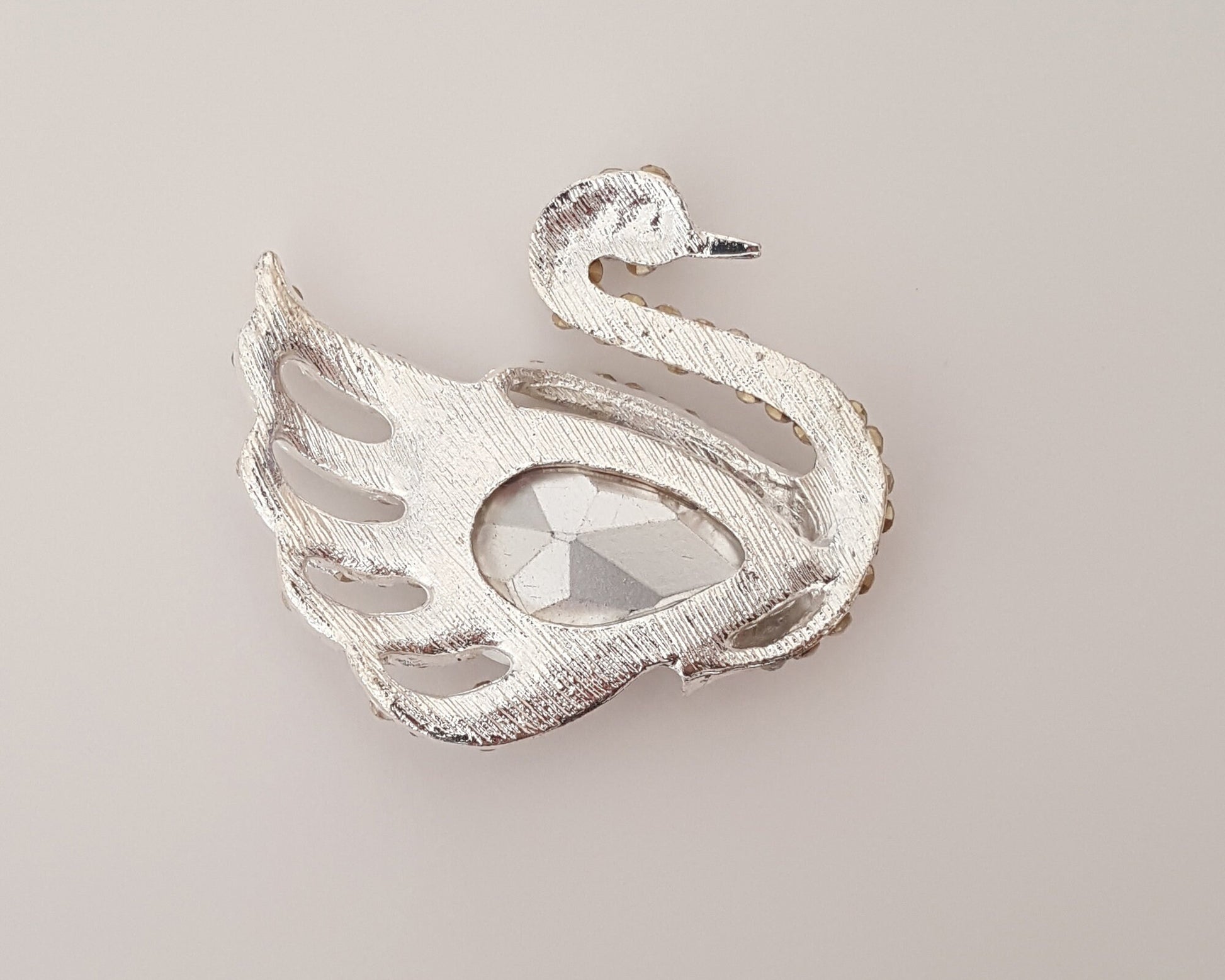 2 Pcs Rhinestone Swan Alloy Silver Bling Gorgeous Luxury Sparkling Cabochon DIY 50mm X 38mm