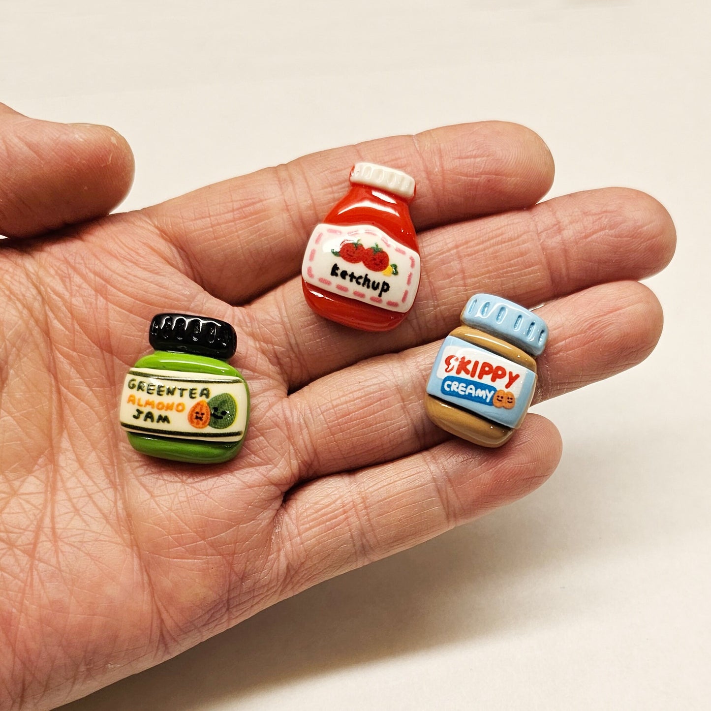 6/24 Pcs Cabochons Resin Miniature Condiments Spices Sauce peanut butter Ketchup Mustard Mayonnaise Flatback Deco #CAB034
