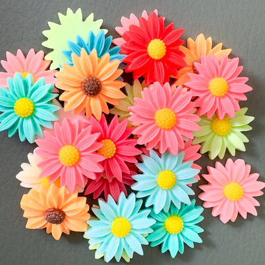 10/30/50 Pcs 26MM Large Gerbera Daisy Sunflower Resin Flatback Cabochons #CAB047