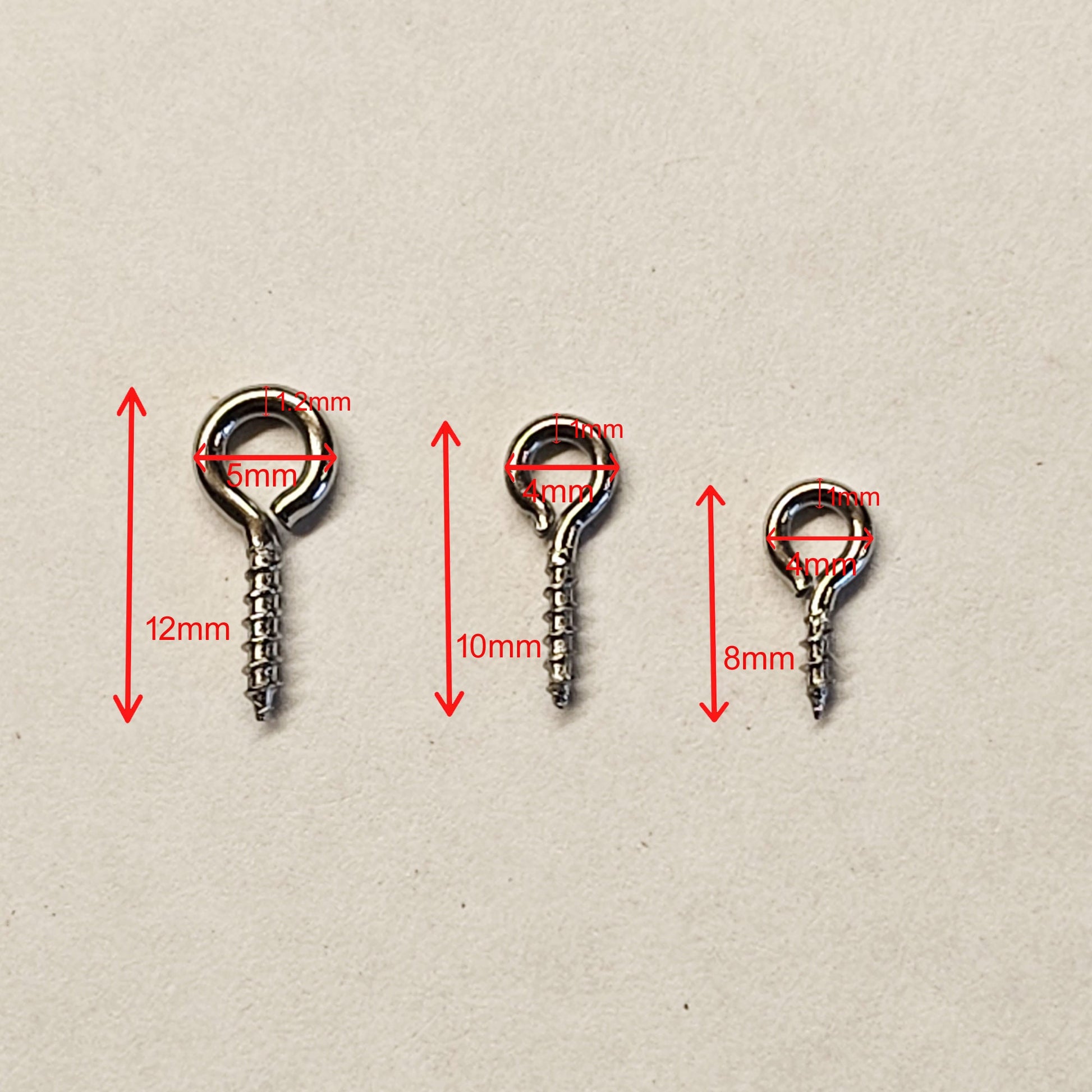 Tiny Eye Hook Screws Eye Pins Loop Screws Stainless Steel 8mm 10mm 12mm Length 50/100 pcs