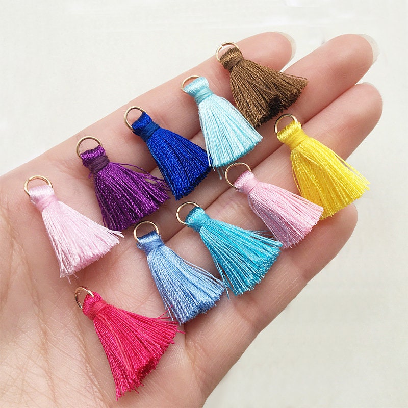 10/30/50 Pcs Mini Tassels Jewelry Tassels Colorful Pendants Charm, Charms #CM002