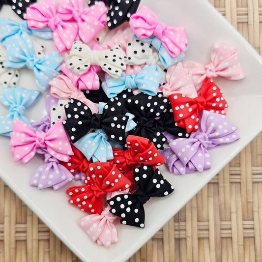 6/20 Pcs Polka dot Bowknot Cute Bow Cabochons Multi Colors #CAB025