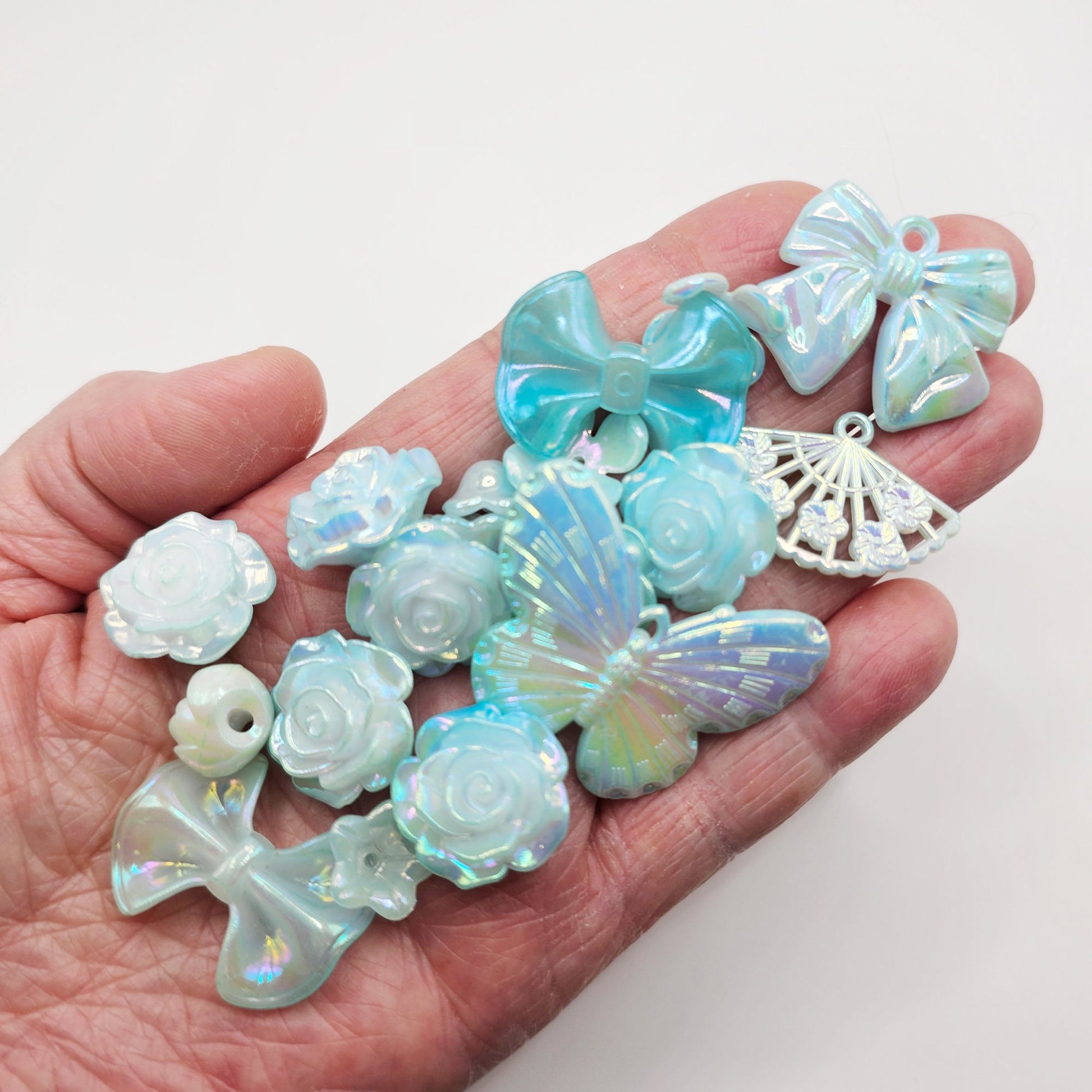Baroque Style Iridescent Gradient Color Flower Butterfly Charms Cabochons Beads 50 Grams #CAB028