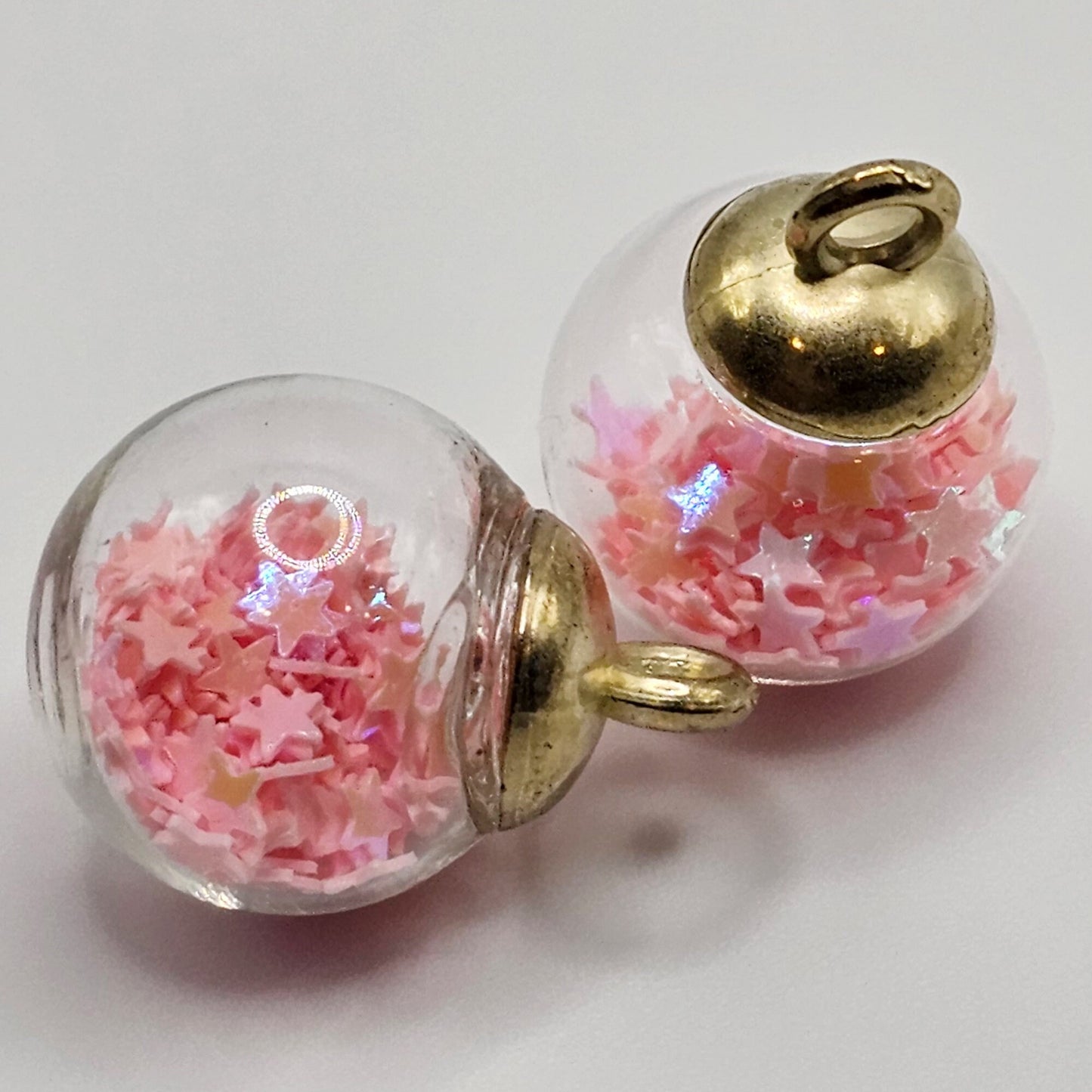 4 /15 Pcs Glass Ball Charms Float Glitter Stars Confetti Stars Jewelry Charm, Charms Pendant #CM001