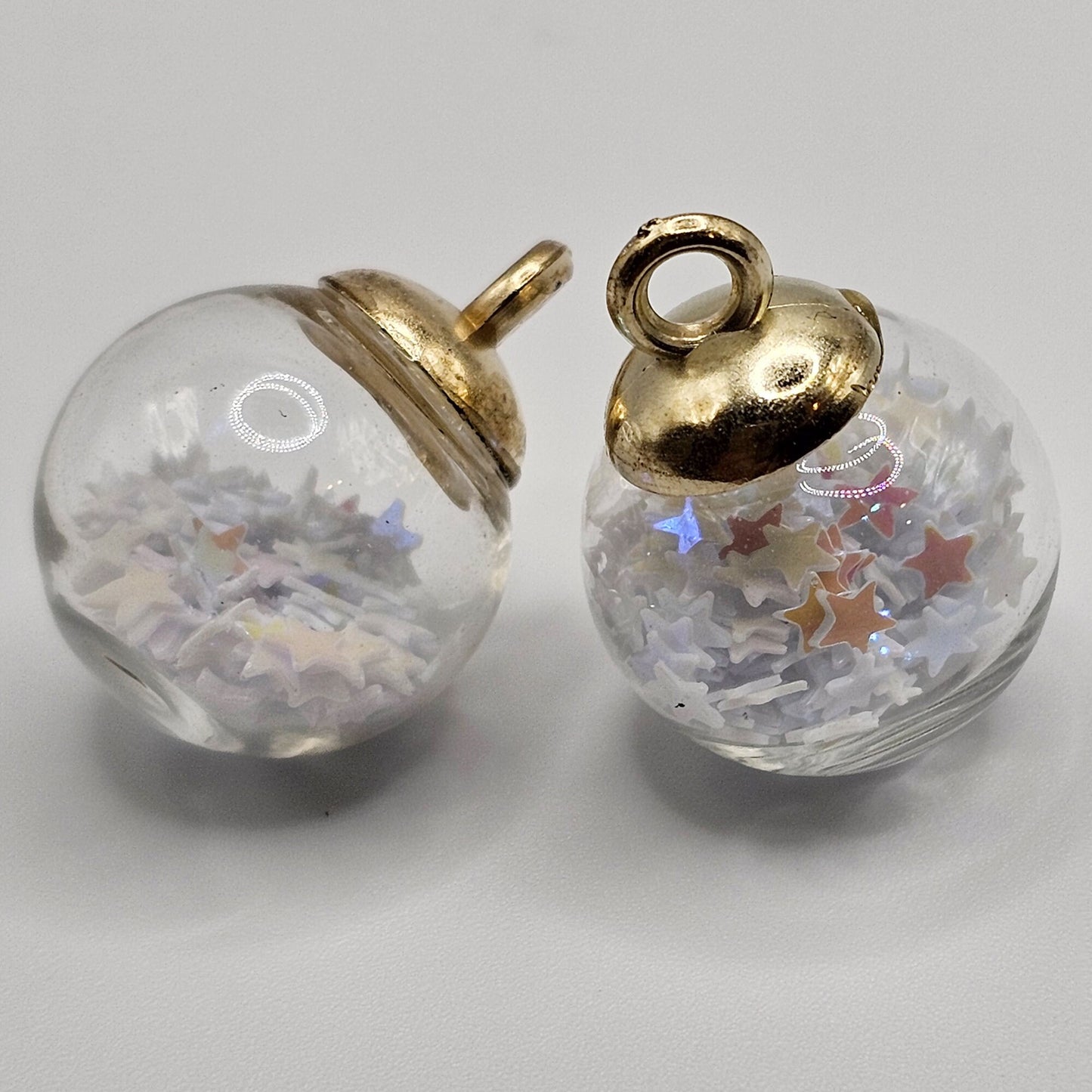 4 /15 Pcs Glass Ball Charms Float Glitter Stars Confetti Stars Jewelry Charm, Charms Pendant #CM001