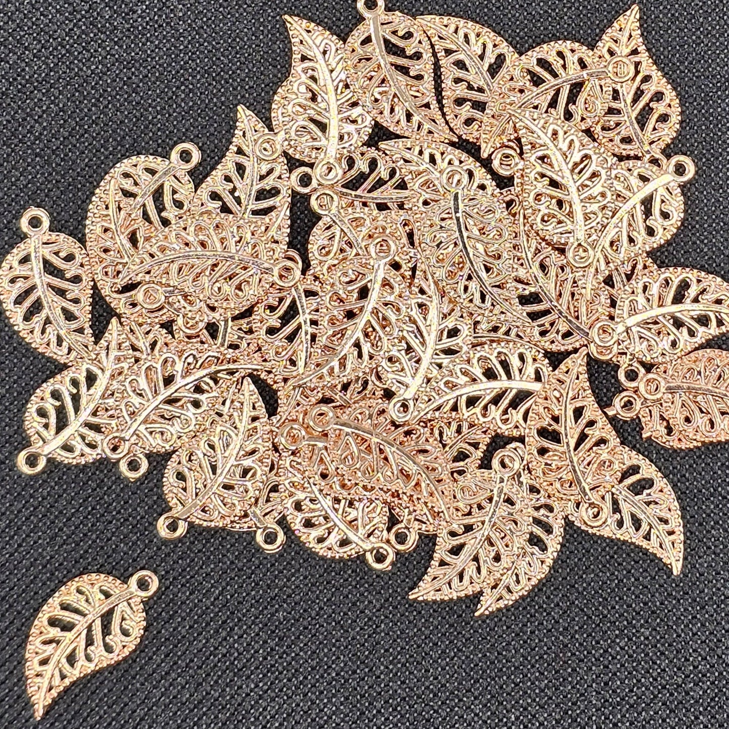 5 Pcs Leaf Charms Silver Leaf Antique gold Rose Gold Charm Curved Leaf Charms #CM005
