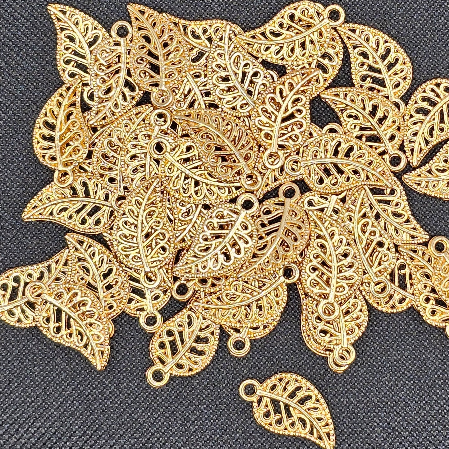 5 Pcs Leaf Charms Silver Leaf Antique gold Rose Gold Charm Curved Leaf Charms #CM005