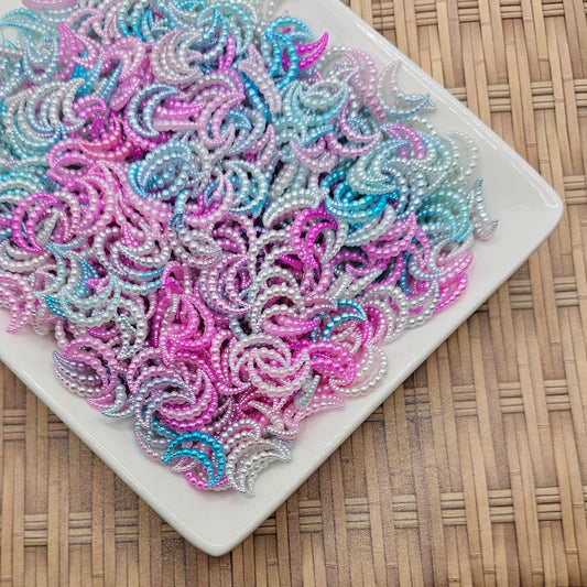 100 Pcs Pastel Gradient Moon Pearl Beads Cabochons 14mm #CAB076