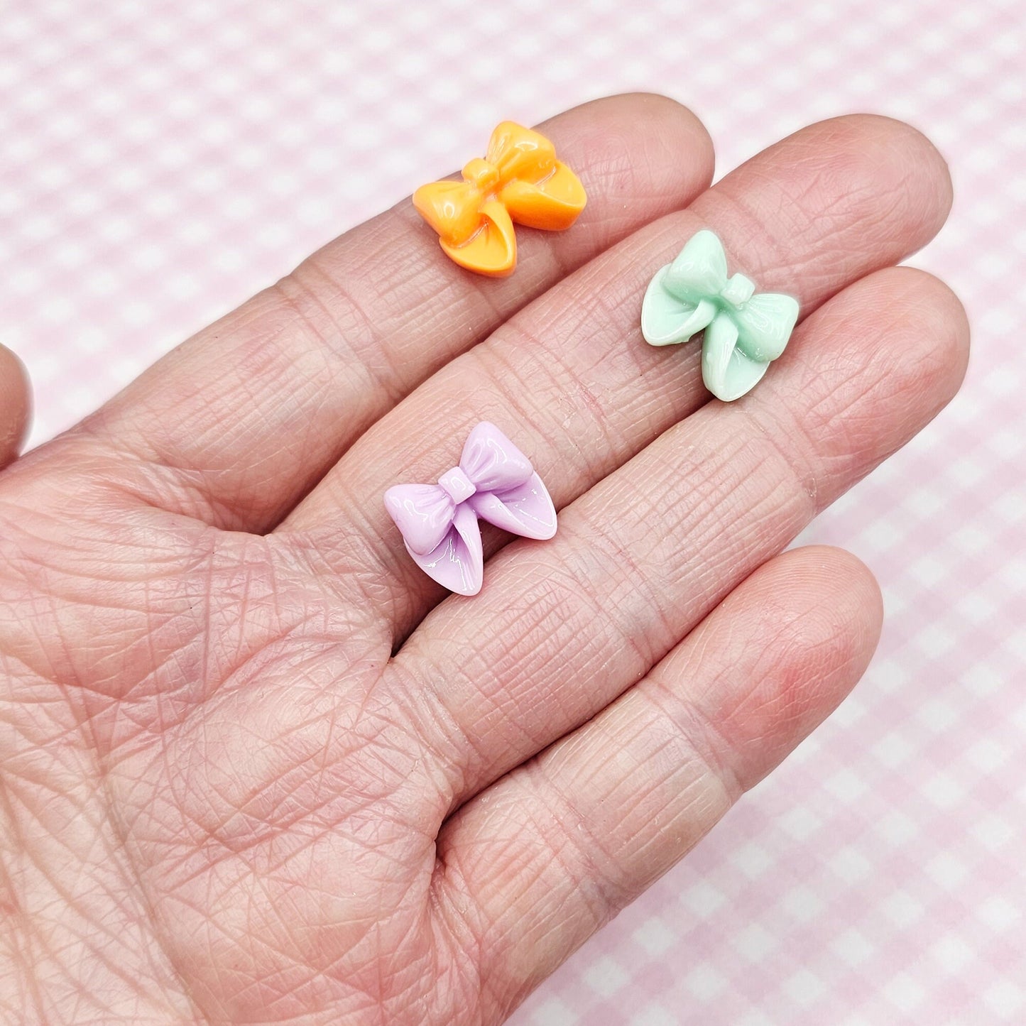 10/30 Pcs Miniature Bow Candy Color Cabochons Mixed Color 12mm #CAB021