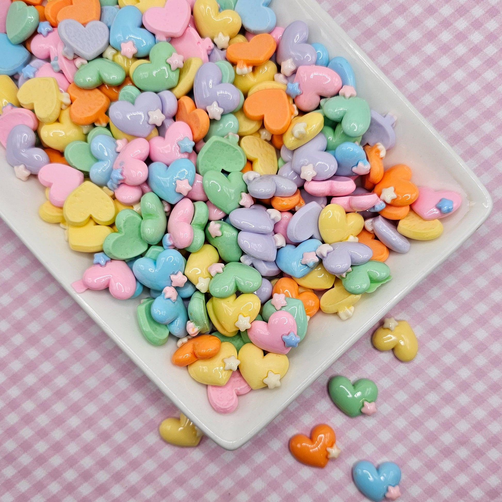 10 Pcs Heart Star Candy Color Cabochons Mixed Color 17mm #CAB019