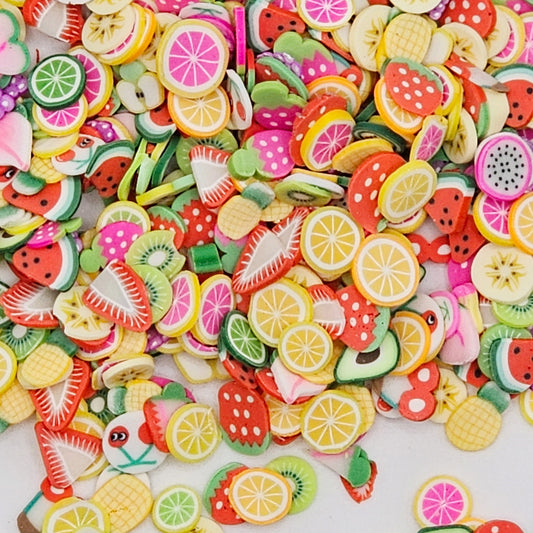 10/30/50 gram Mixed Fruits Polymer Clay Watermelon Kiwi Lemon Strawberry Faux Fake Confetti Sprinkles Clay Slices #SK013