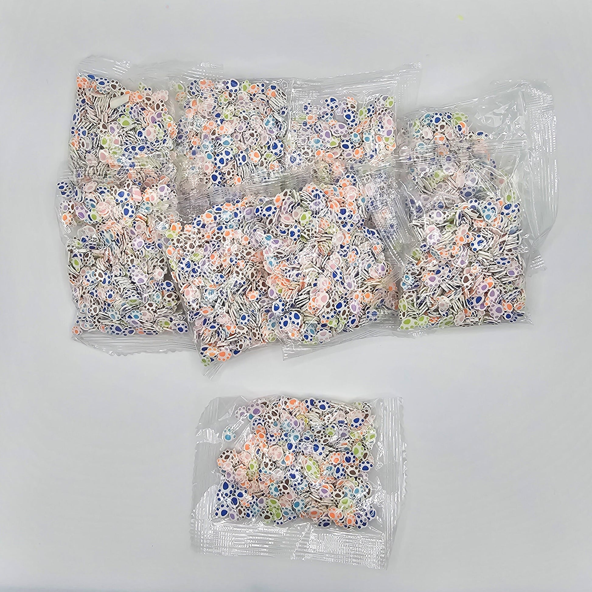 10/30 grams Mixed Rainbow Color Polymer Clay Animal Paw Print Kitty Cat Paw Faux Fake Confetti Sprinkles Clay Slices #SK009