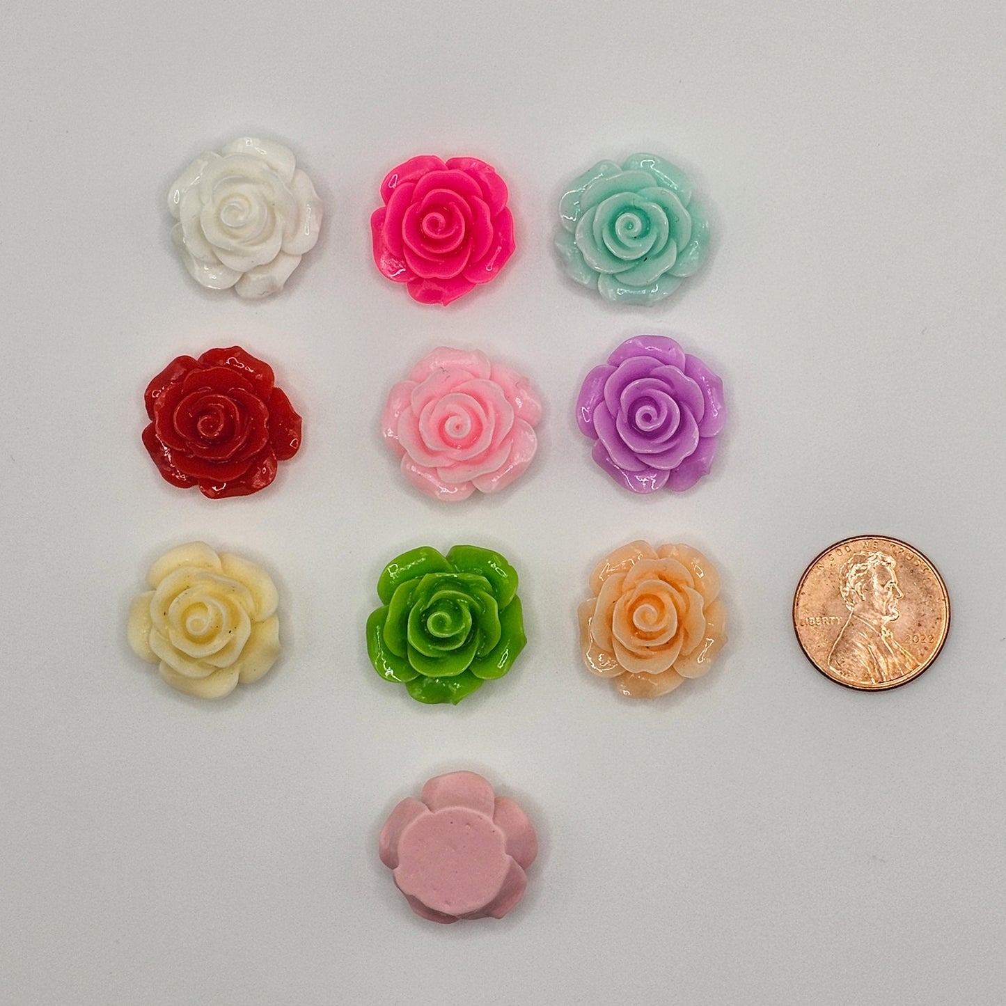10 /30 /50 Pcs 18mm Kawaii Cabochon Resin Rose Flower Flatback Deco DIY Craft Mixed Color