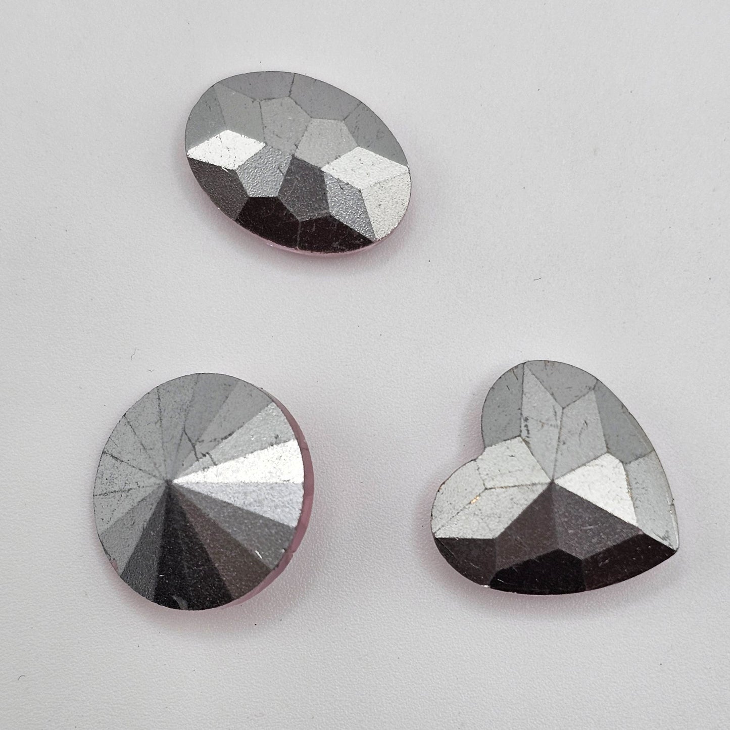 30 Pcs Pink Mixed Shapes and Sizes Glass Point Back Gems Jewels Rhinestones Hearts Teardrop Rectangle Oval Round 10x14mm 13x18mm 18x25mm