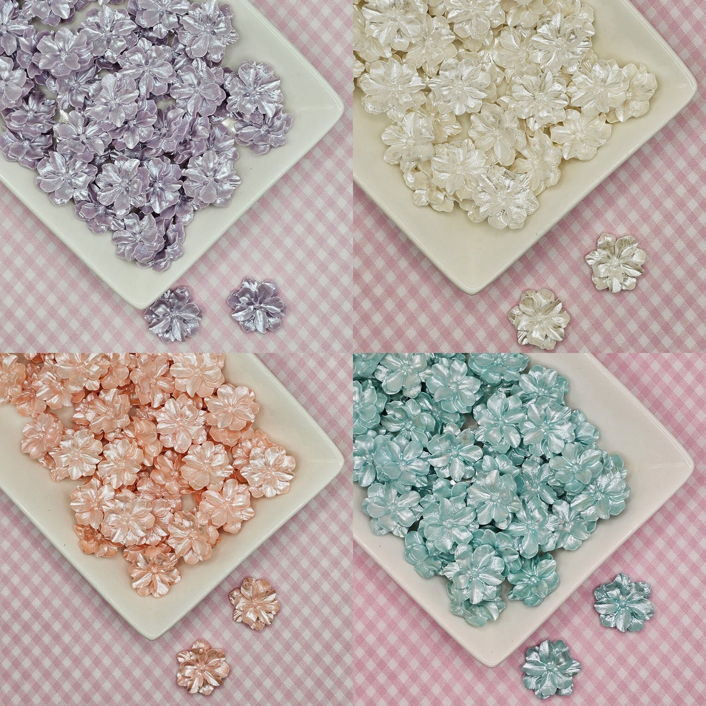 8 Pcs Kawaii Camellia Flower Resin Flatback Cabochons 26mm #CAB074