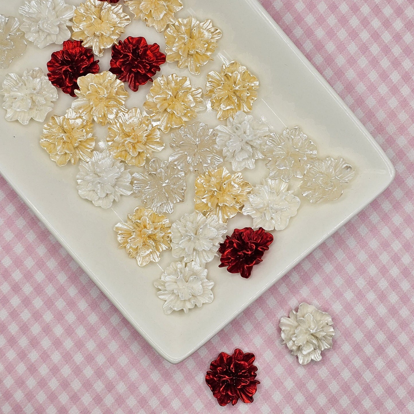 8 Pcs Kawaii Flower Resin Flatback Cabochons 26mm #CAB073