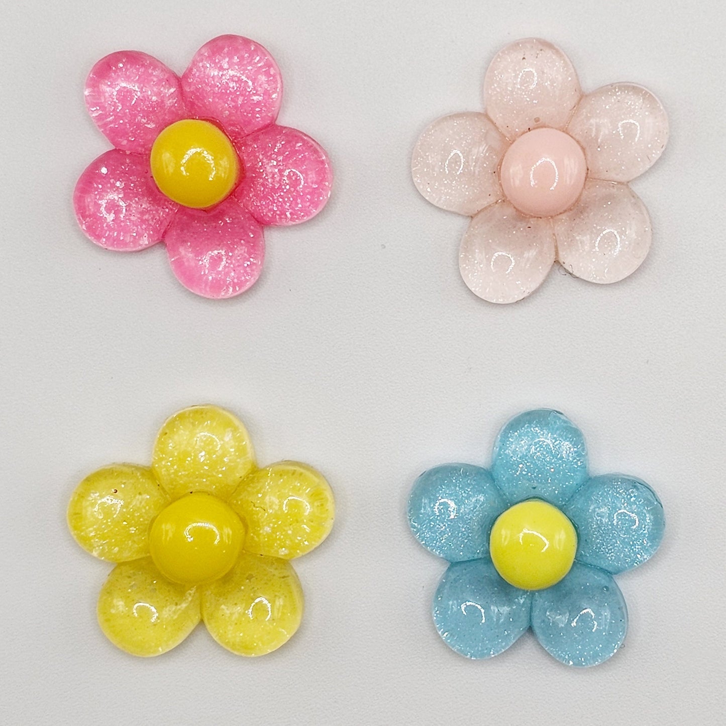 20mm Translucent Round Flower Resin Flatback Cabochons 10/25 Pcs #CAB072