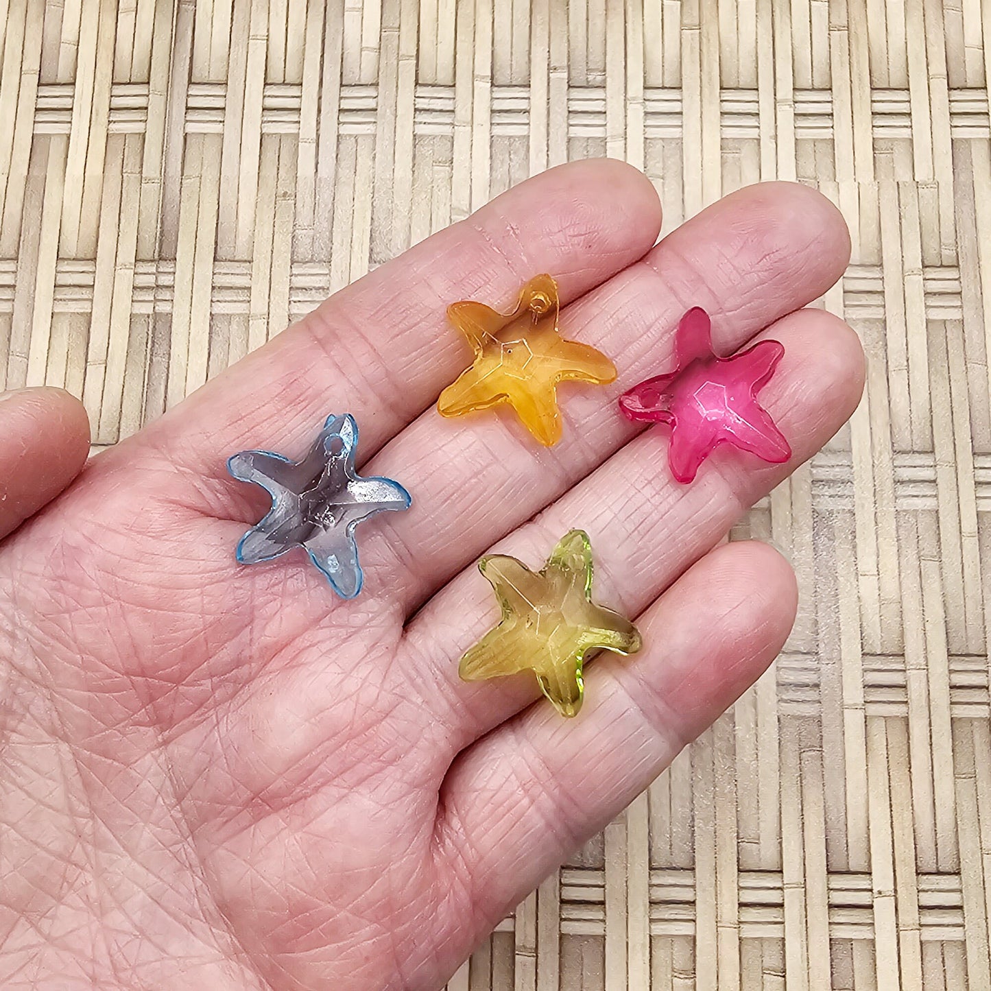 10 Pcs Mixed Color 3D Translucent Starfish Resin Charms Cabochons #CAB077