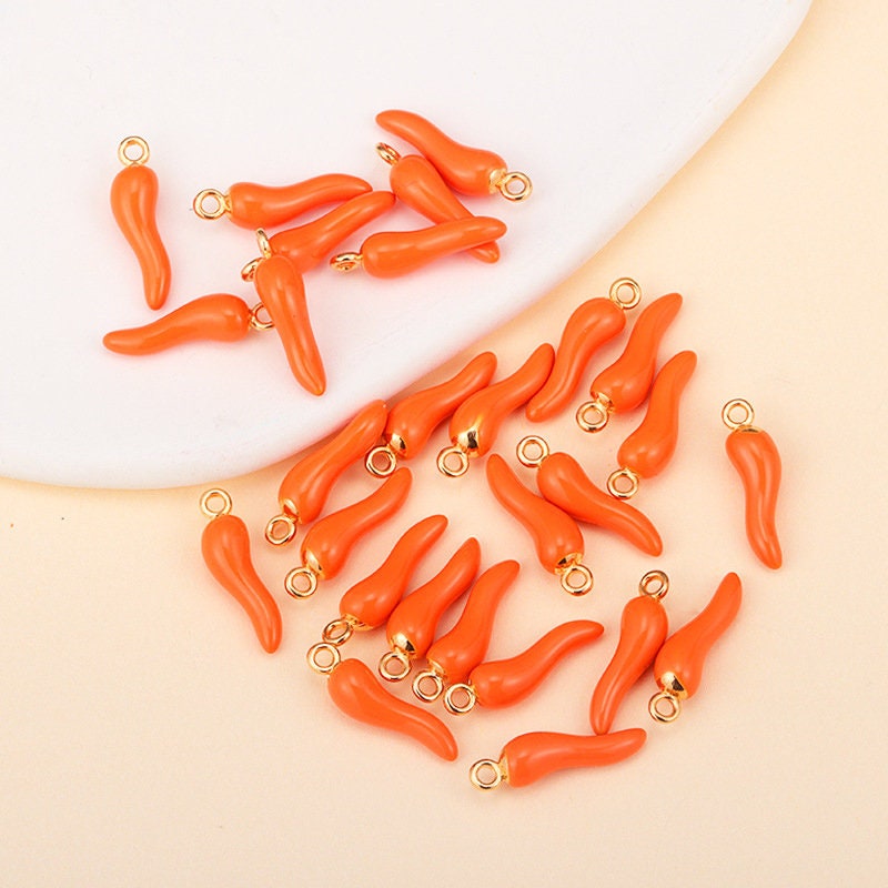 4 Pcs Enamel Chili Pepper Charm Charms #CM006