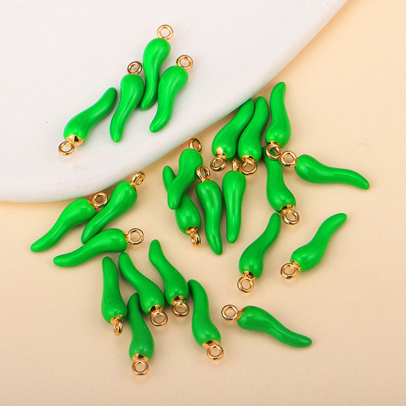 4 Pcs Enamel Chili Pepper Charm Charms #CM006