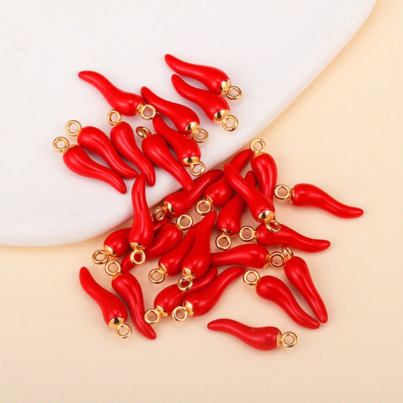 4 Pcs Enamel Chili Pepper Charm Charms #CM006