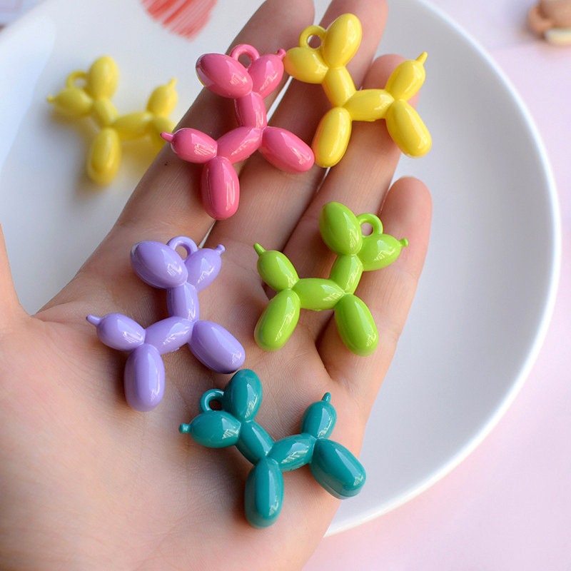 6/20 Pcs Balloon Dog Puppy Animal Balloon Macaron Color Resin Cabochons Charms #CAB011