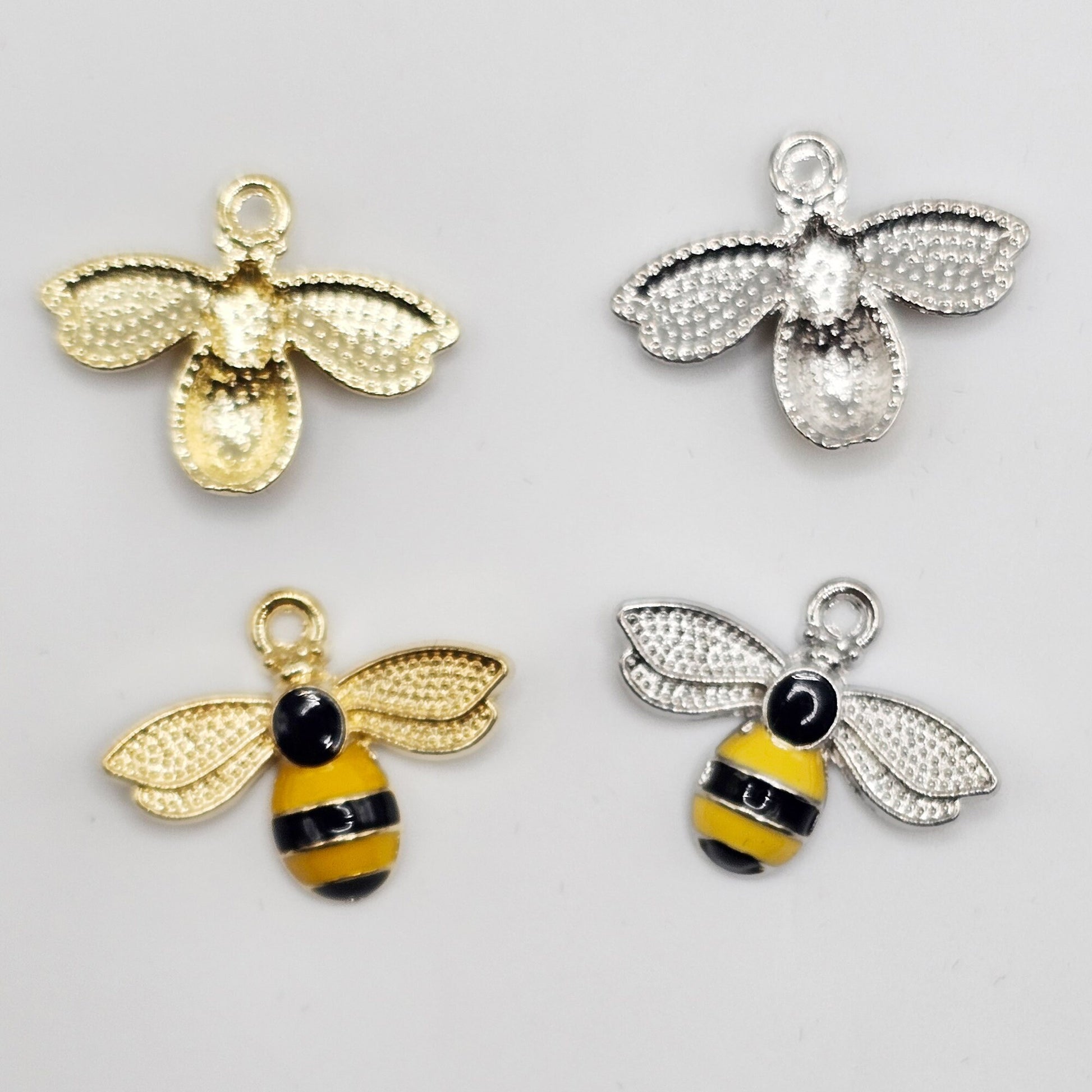 6/15/30 Pcs Honey Bee Bumblebee Enameled Charms Silver Tone Gold Tone #CM004