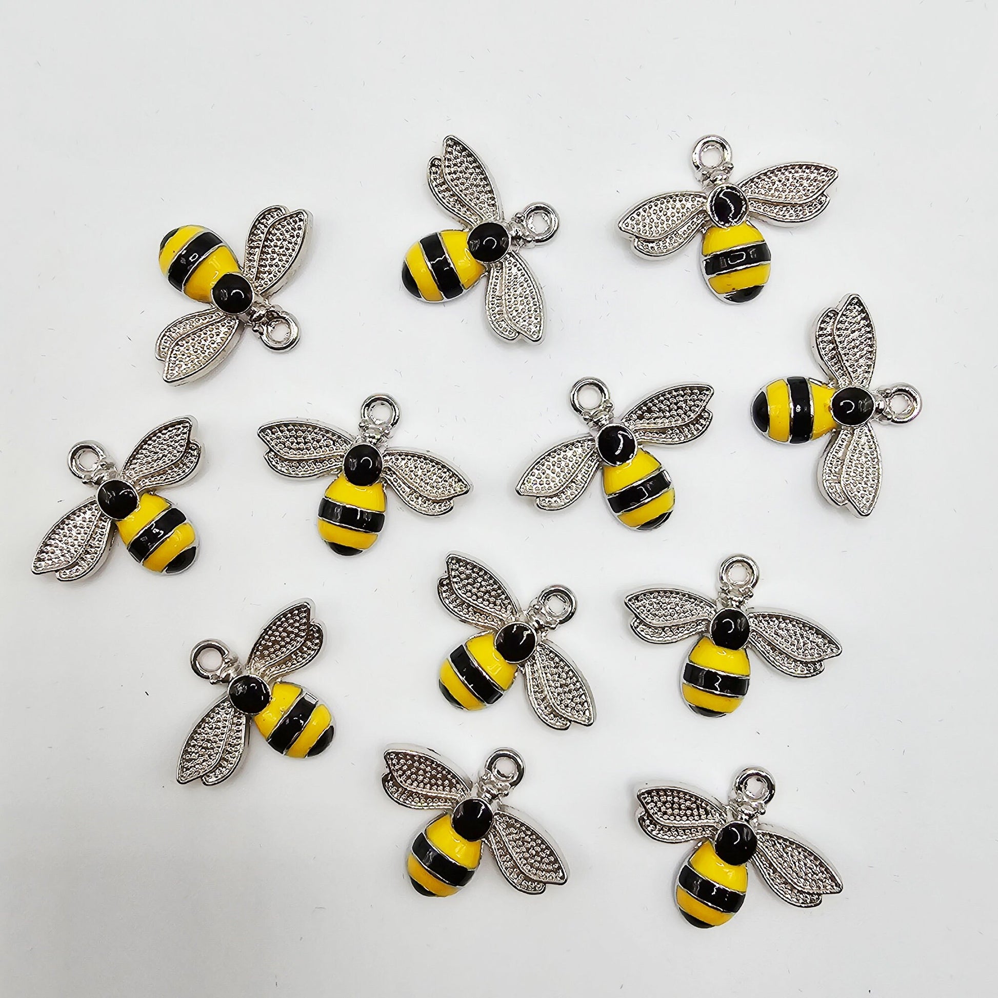 6/15/30 Pcs Honey Bee Bumblebee Enameled Charms Silver Tone Gold Tone #CM004
