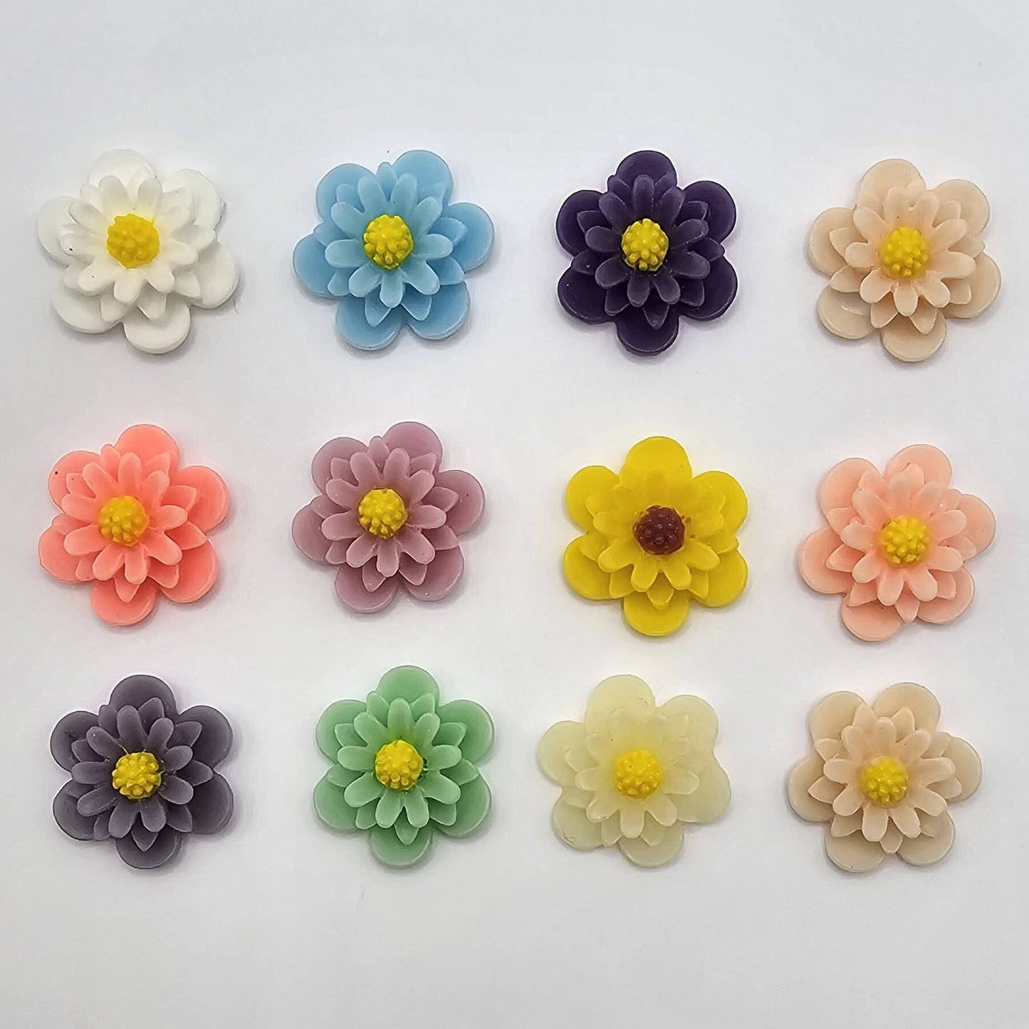 20mm Flower Resin Flatback Cabochons 10/30/50 Pcs #CAB026