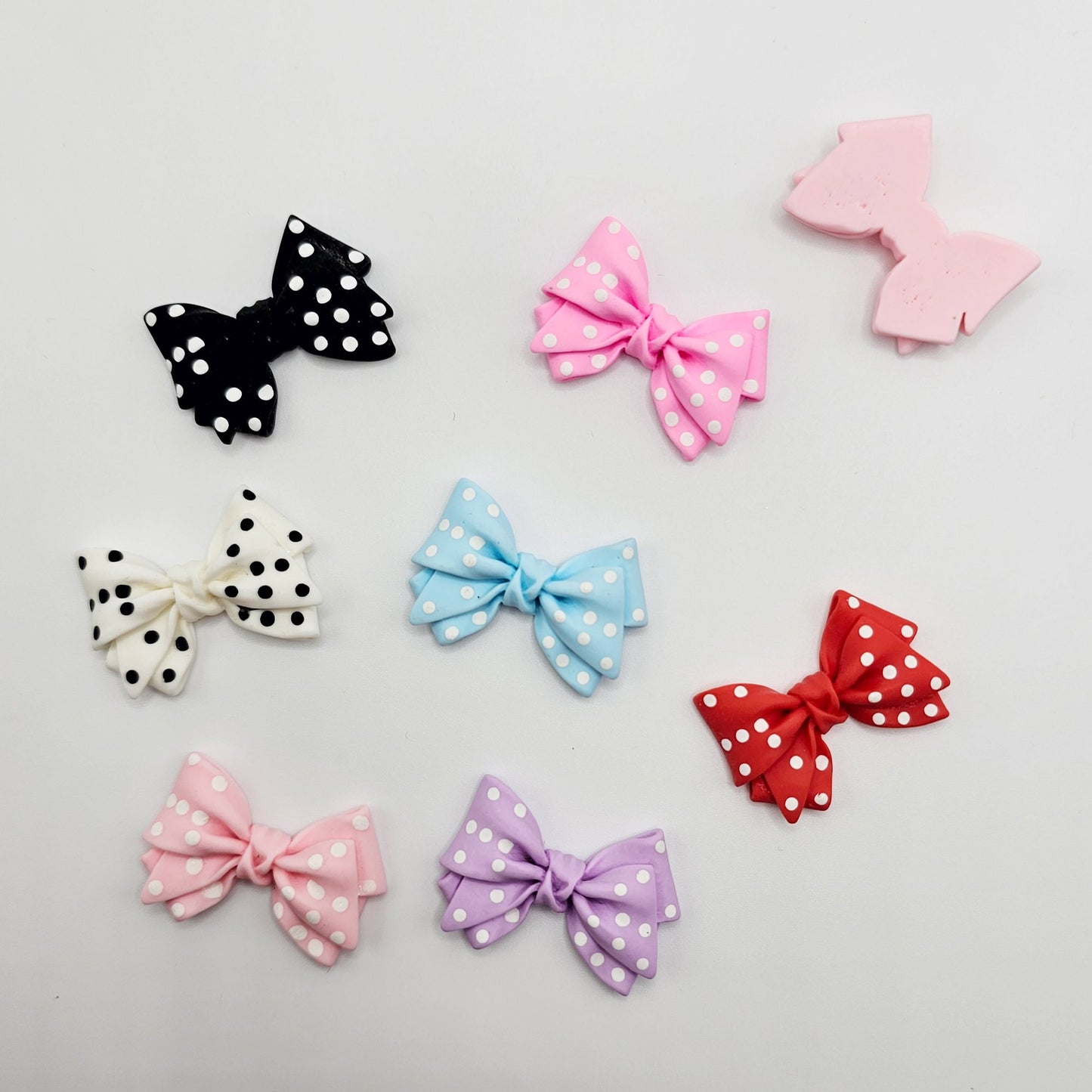 6/20 Pcs Polka dot Bowknot Cute Bow Cabochons Multi Colors #CAB025
