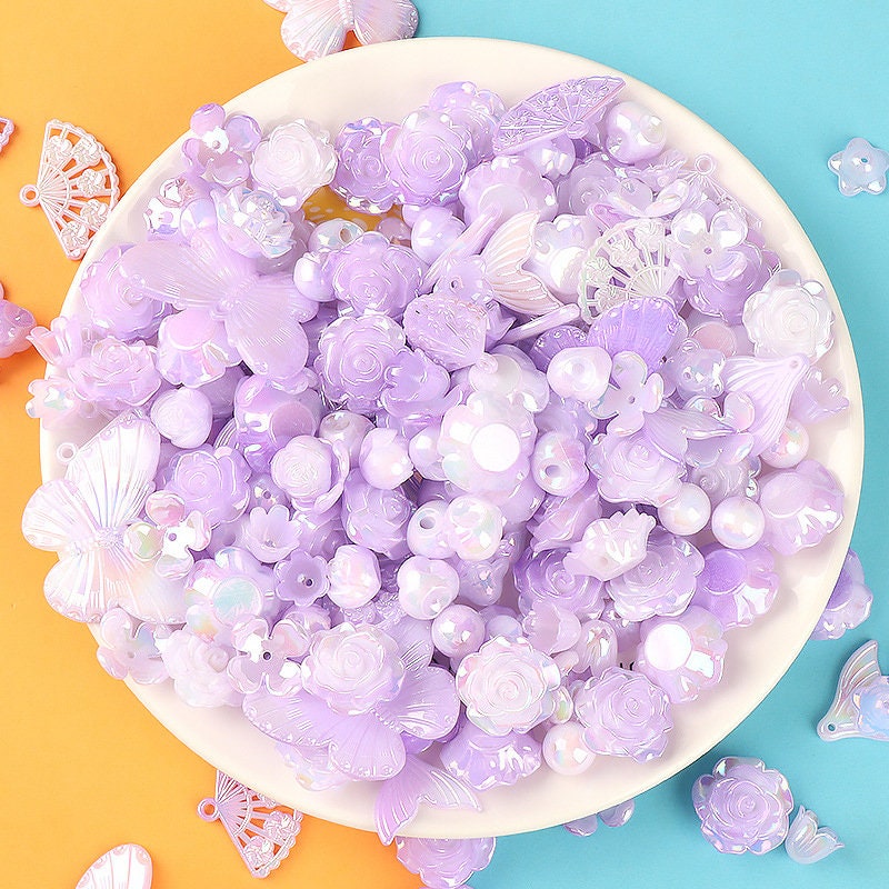 Baroque Style Iridescent Gradient Color Flower Butterfly Charms Cabochons Beads 50 Grams #CAB028