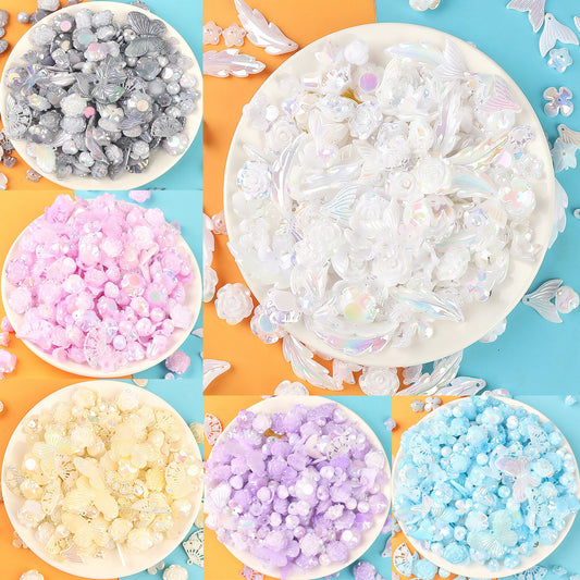 Baroque Style Iridescent Gradient Color Flower Butterfly Charms Cabochons Beads 50 Grams #CAB028