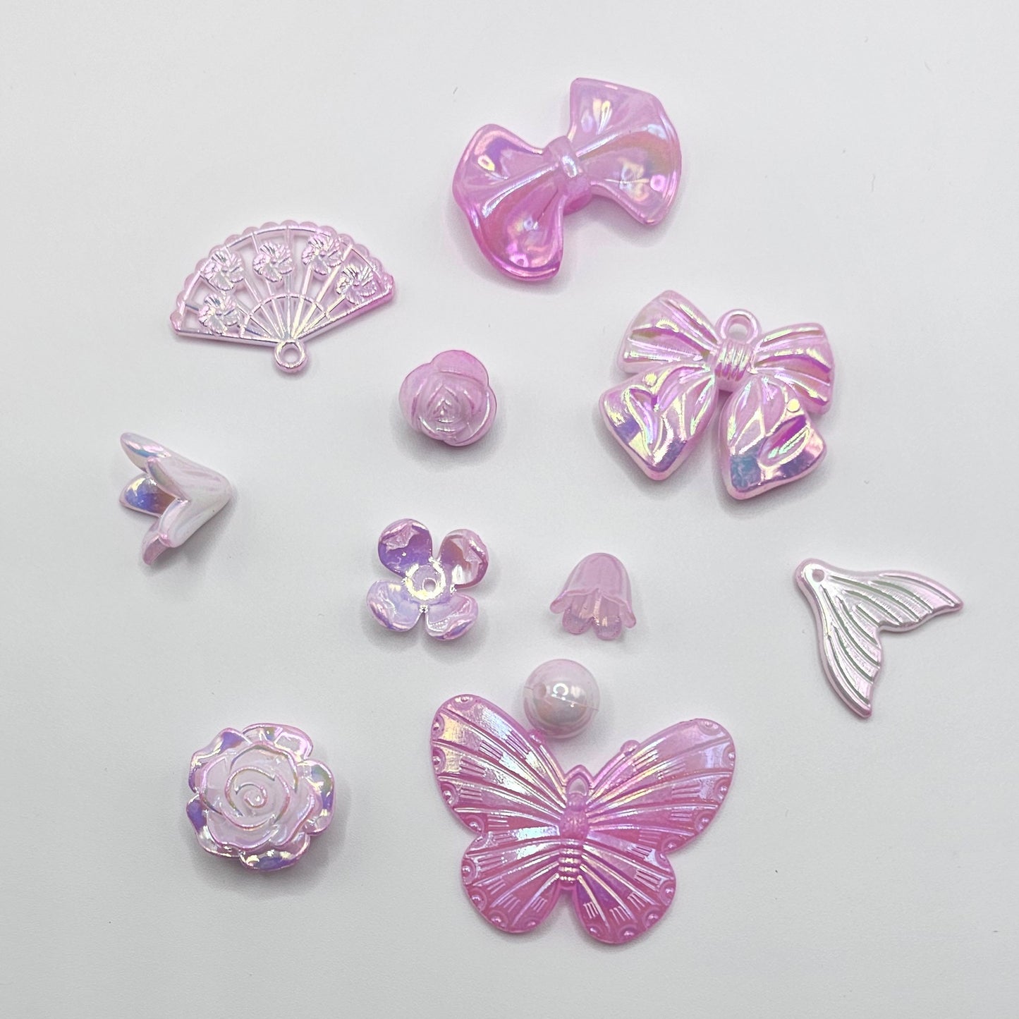 Baroque Style Iridescent Gradient Color Flower Butterfly Charms Cabochons Beads 50 Grams #CAB028
