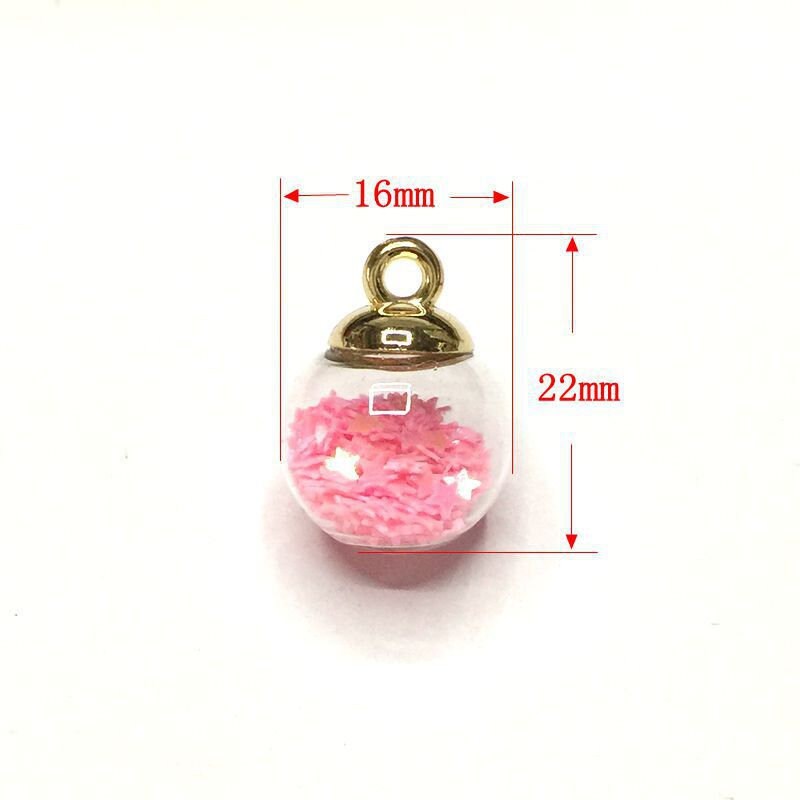 4 /15 Pcs Glass Ball Charms Float Glitter Stars Confetti Stars Jewelry Charm, Charms Pendant #CM001