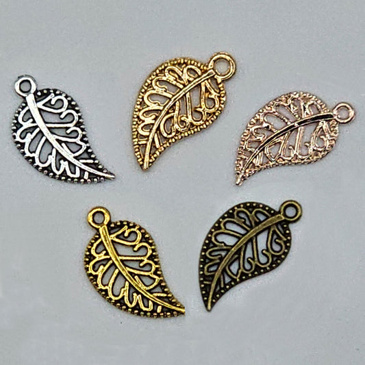 5 Pcs Leaf Charms Silver Leaf Antique gold Rose Gold Charm Curved Leaf Charms #CM005