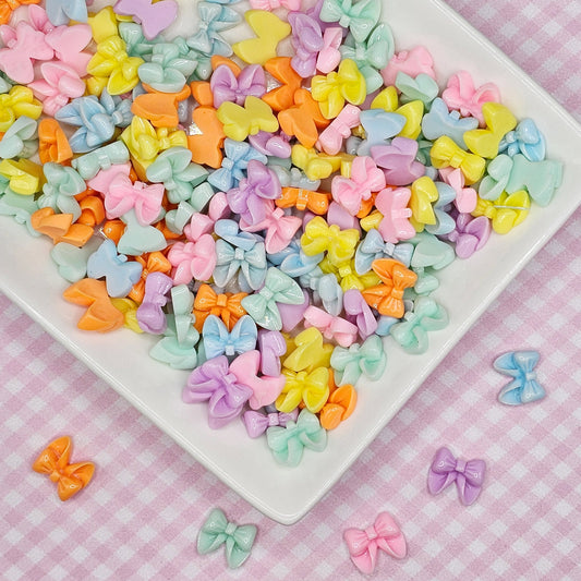 10/30 Pcs Miniature Bow Candy Color Cabochons Mixed Color 12mm #CAB021