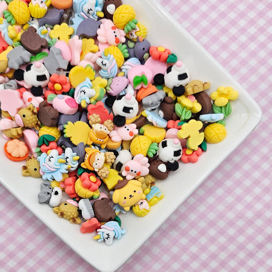 20/50 Pcs Cute Miniature Kawaii Decoden Cartoon Character Resin Flatback Cabochons #CAB022