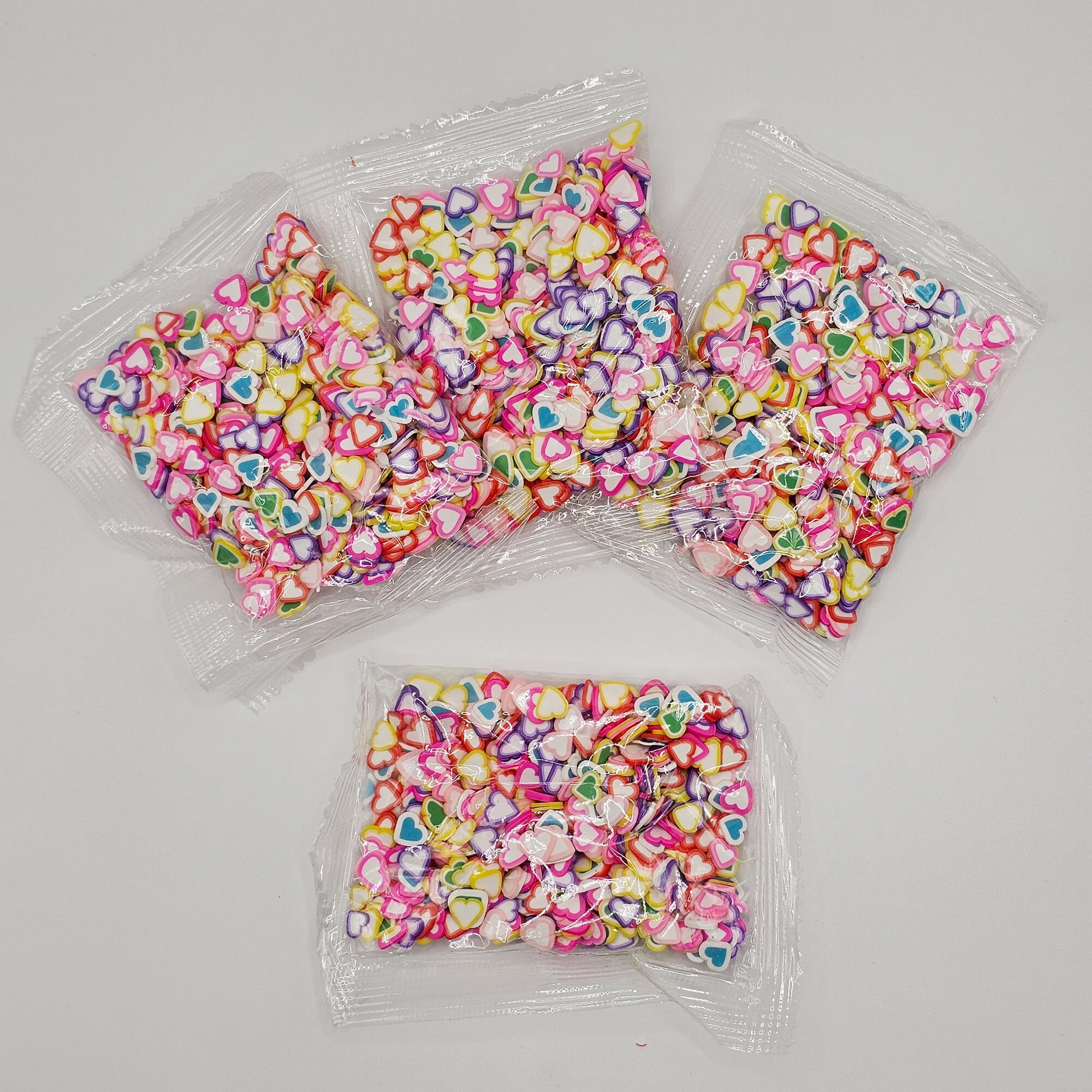 10/30/50 gram Rainbow Polymer Clay Heart Faux Fake Valentines Confetti Sprinkles Clay Slices #SK014