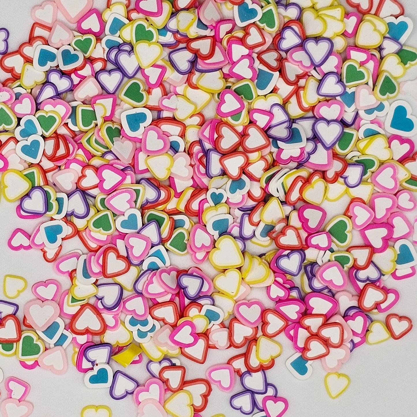 10/30/50 gram Rainbow Polymer Clay Heart Faux Fake Valentines Confetti Sprinkles Clay Slices #SK014