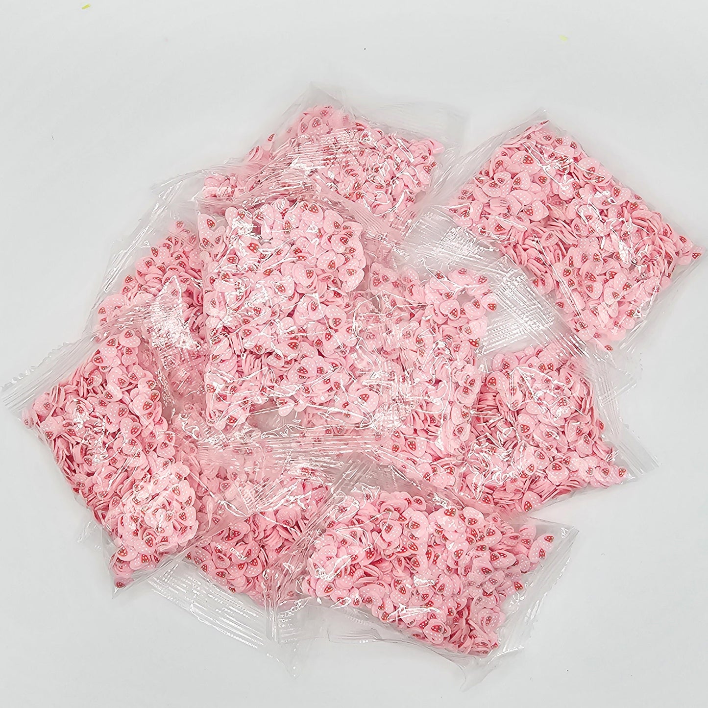 10/30 grams Pink Polymer Clay Strawberry Slices Confetti Faux Fake Sprinkles Clay Slices #SK005