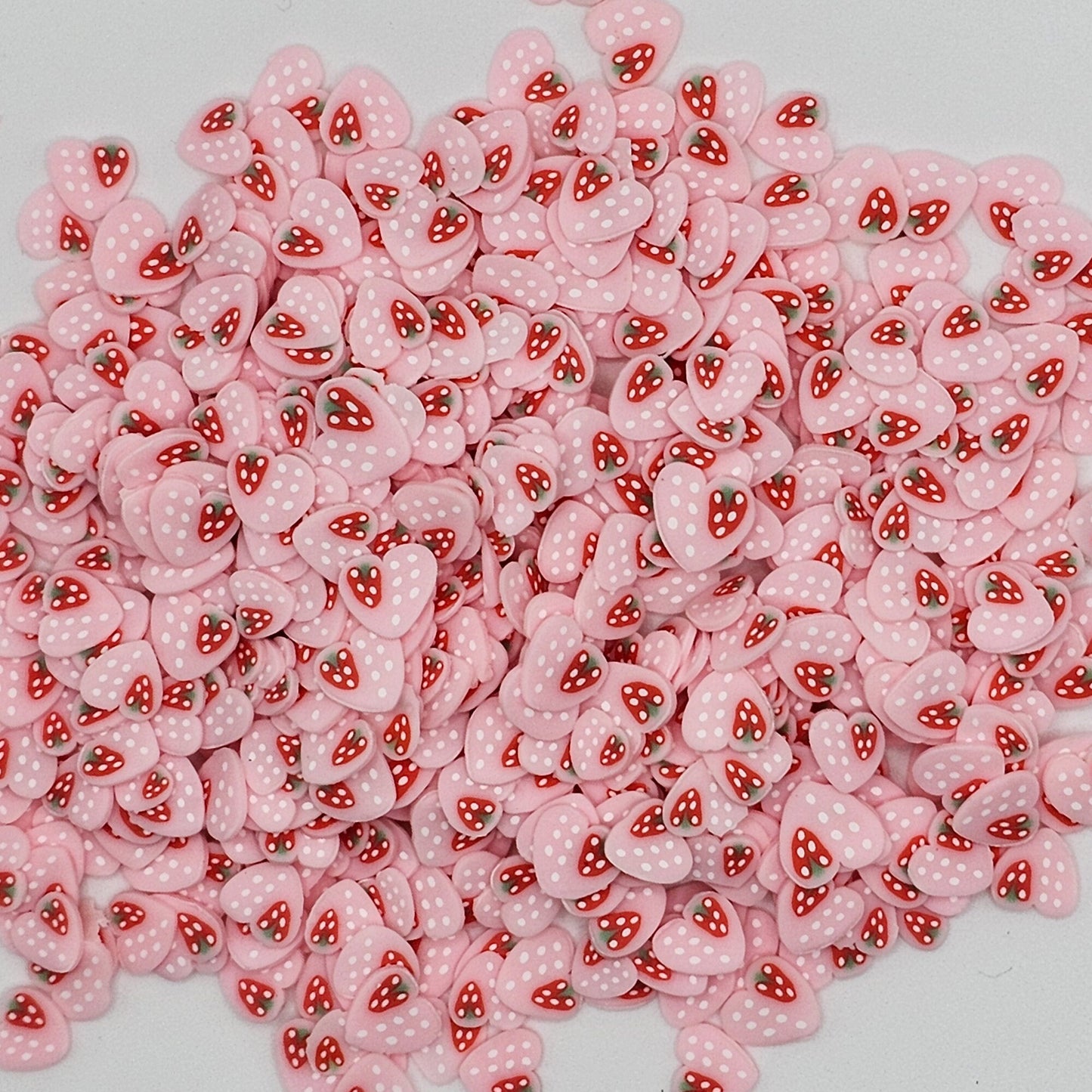 10/30 grams Pink Polymer Clay Strawberry Slices Confetti Faux Fake Sprinkles Clay Slices #SK005