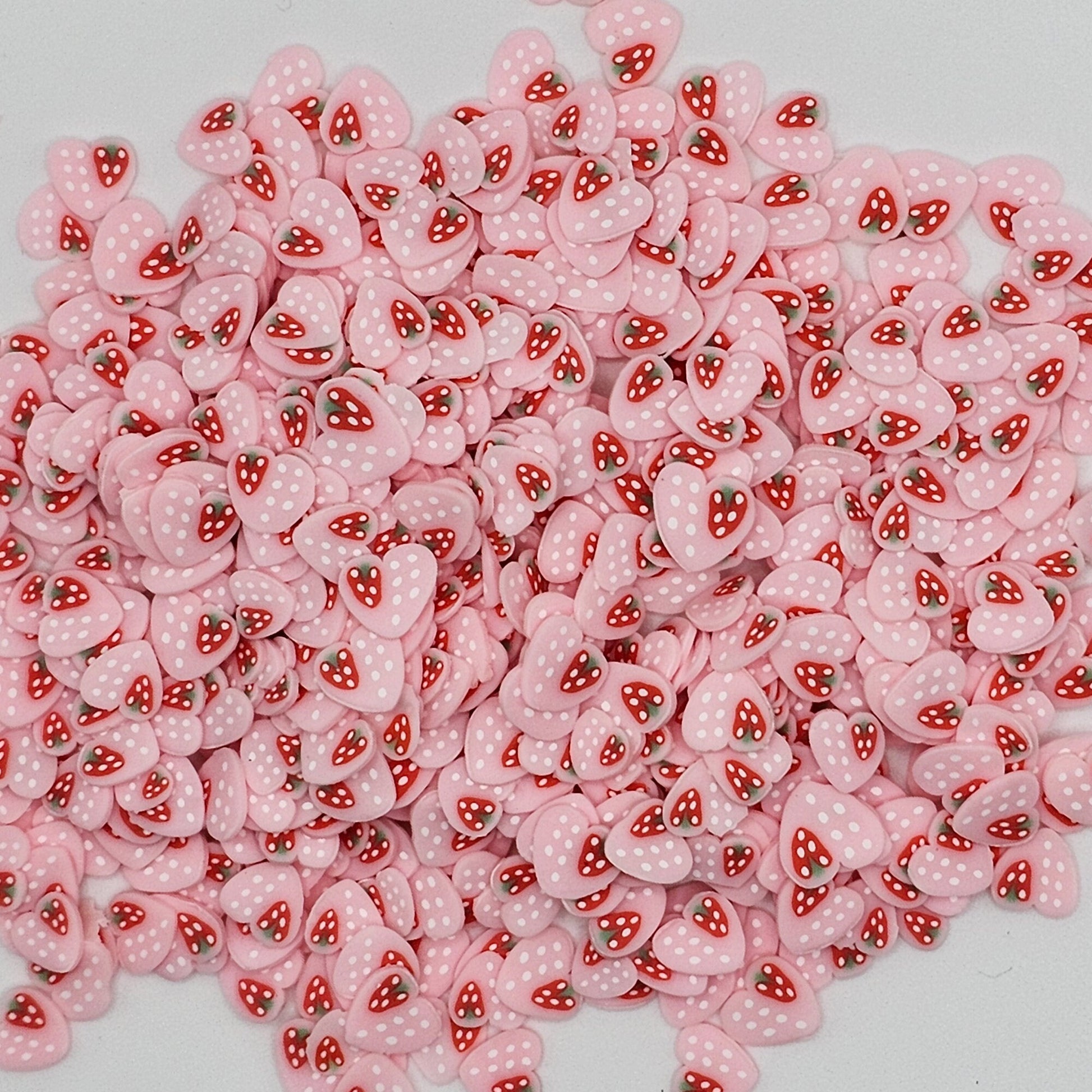 10/30 grams Pink Polymer Clay Strawberry Slices Confetti Faux Fake Sprinkles Clay Slices #SK005