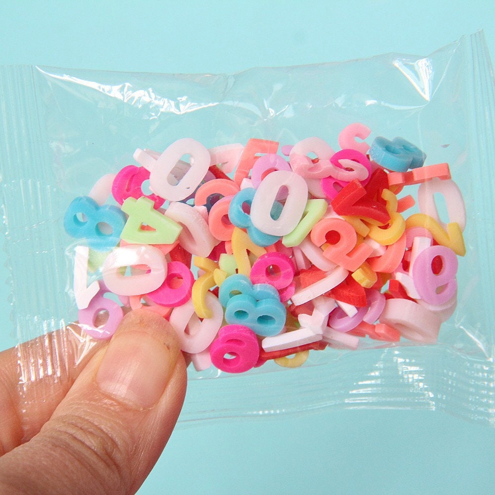 10/30 grams Assorted Polymer Clay Kawaii Number Sprinkles, Fimo Fake Sprinkle #SK008