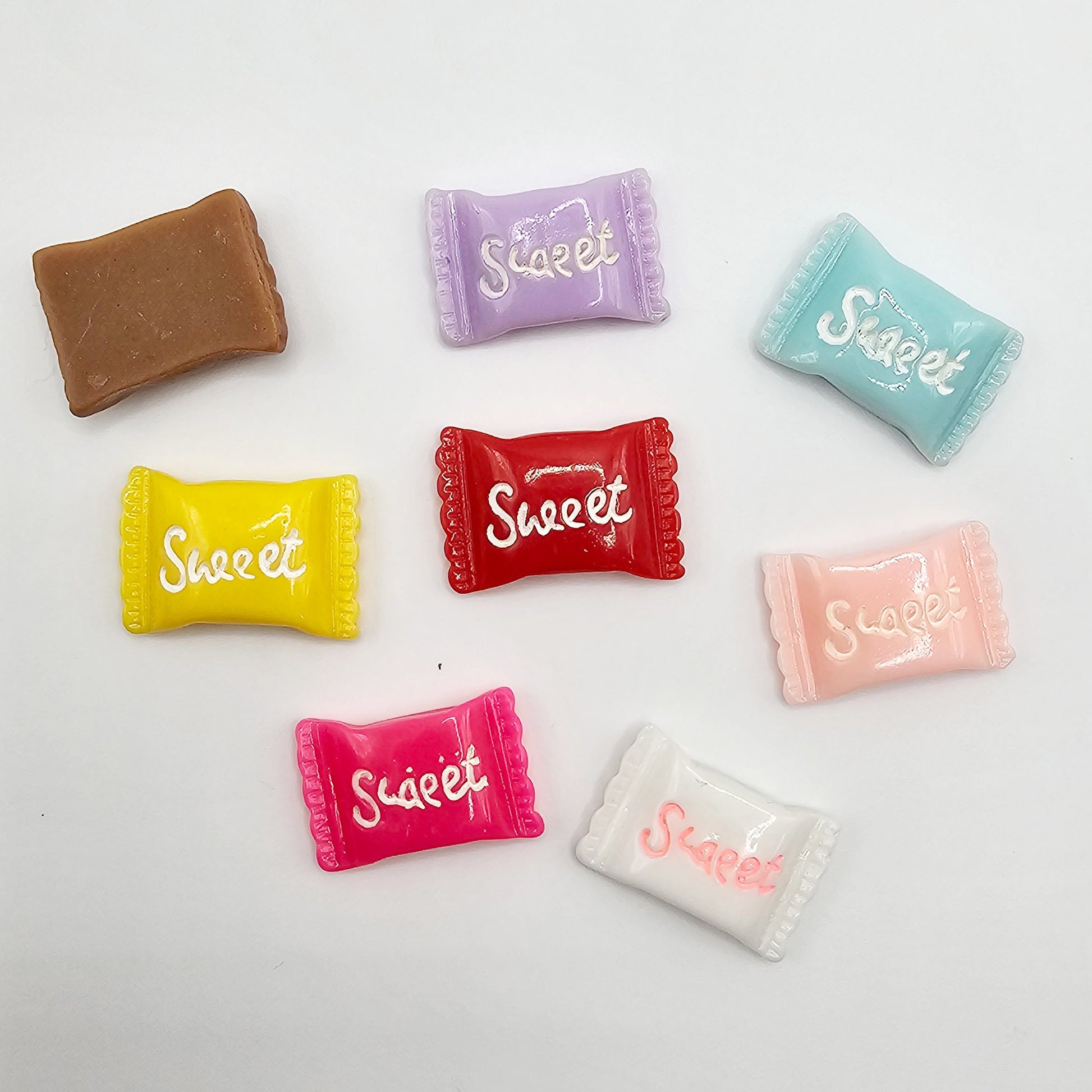 10 Pcs Sweet Candy Mix Color Flatback Resin Cabochons #CAB014