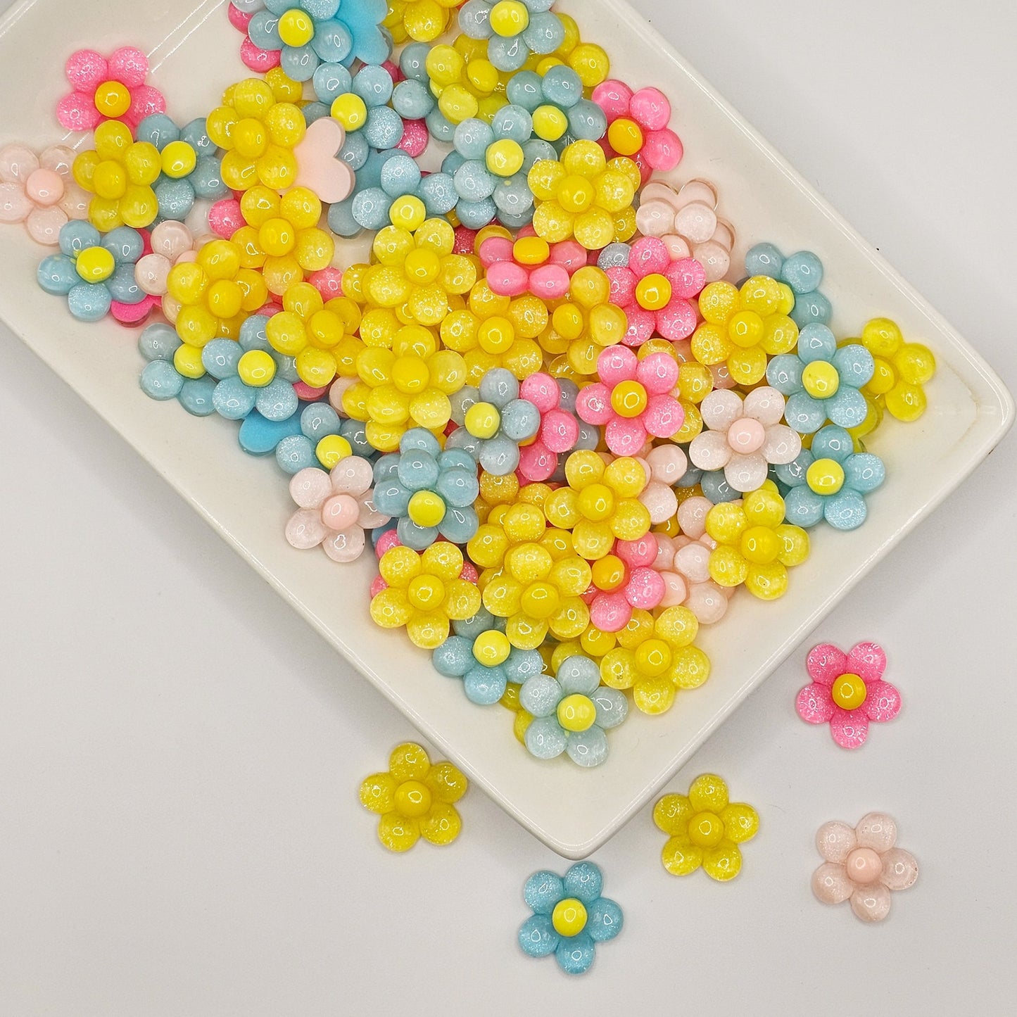 20mm Translucent Round Flower Resin Flatback Cabochons 10/25 Pcs #CAB072