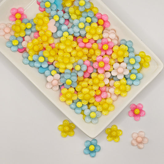 20mm Translucent Round Flower Resin Flatback Cabochons 10/25 Pcs #CAB072